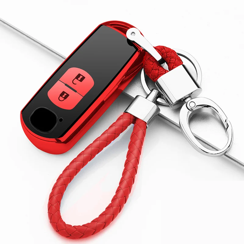 Мягкий ТПУ автомобильные аксессуары чехол для ПК Автомобильный ключ чехол для Mazda CX-5/CX5 Atenza CX-7 CX-9 MX5 ключ крышка брелок защита - Название цвета: A-Red-keychain