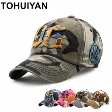 TOHUIYAN, мужская и женская камуфляжная шапка-бейсболка с надписью, с вышивкой, кепка, бейсболка, повседневная, хлопковая, Регулируемая Кепка, s, хип-хоп, унисекс, шапки