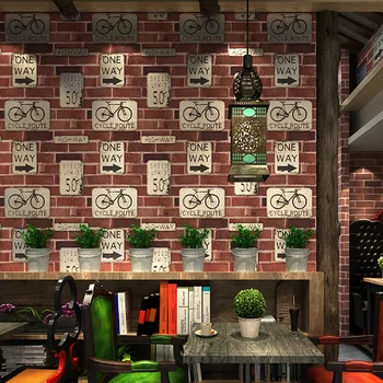 

PVC Brick Letter Bicycle Logo Personality Wallpaper Restaurant Clothing Shop Cafe Wall Sticker 3D Retro Brick Wall Brick Pattern