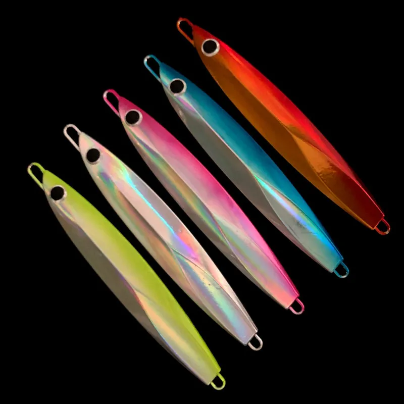 

40g/60g/80g/100g ocean trolling iron plate fake lure luminous ribbon iron plate sea fishing bait artificial bait fishing bait