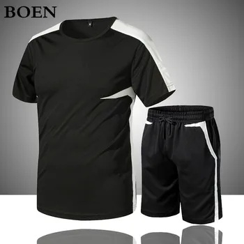 

Men Track Suit Quick Dry Two Piece Set Gym Clothes Sweat Suits Bodybuilding Running Suits Mens Summer Clothing Sportswear 2020