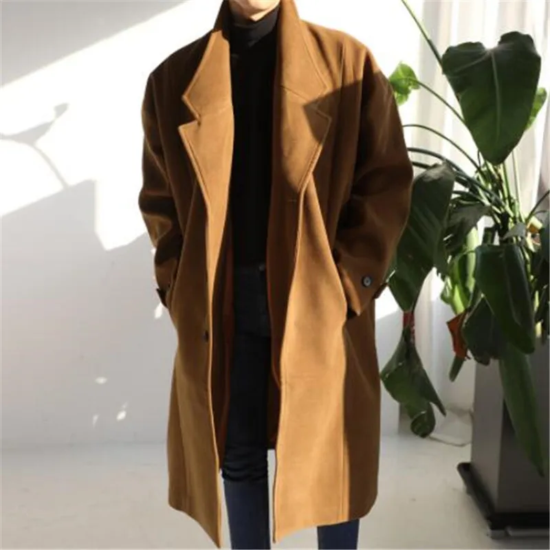 M-XL! Пальто длинное дизайнерское шерстяное пальто шерстяная Верхняя одежда мужское свободное мужское шерстяное пальто короткое - Цвет: 2