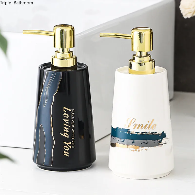 1 Pc 430ml Liquid Shampoo Bottle Light Luxury Style Ceramics Solid ...