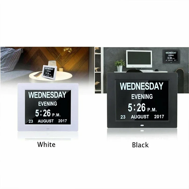 

8-inch Digital Calendar Day Clock Large Letter LED Alarm Multifunction Clock PI669