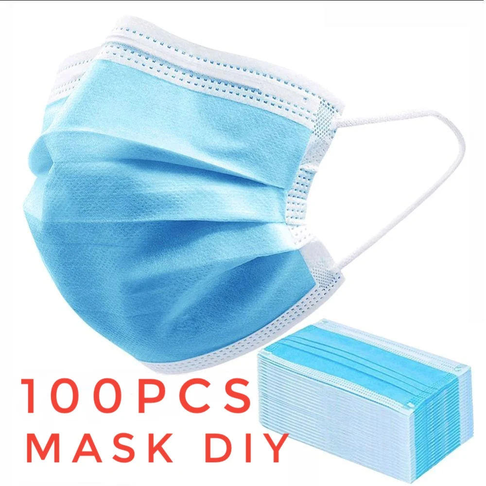 

100 PCS Mask Set Disposable Earloop Face Mouth Masks 3 Layers Anti-Dust Mask Safe Breathable Mouth Mask Surgical mask