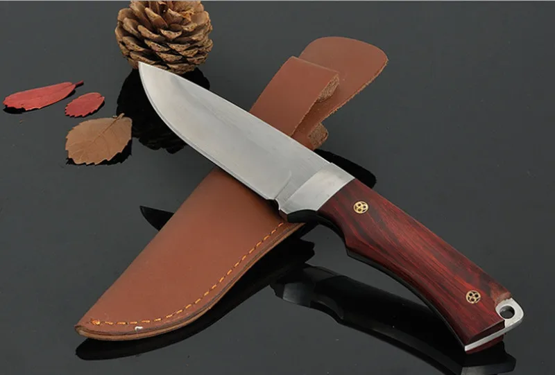 Ручной работы 440C Сталь Охотничий Выживание ножа кемпинга Ножи тактический нож с неподвижным клинком деревянная ручка для ножа