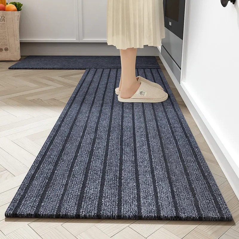

Simple striped blended kitchen floor mats, non-slip, absorbent and oil-proof floor mats
