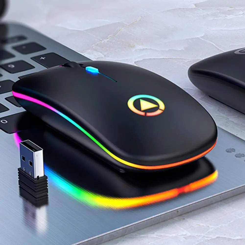 

Rechargeable Wireless Silent Colorful LED Mice Optical Ergonomic Gaming Mouse