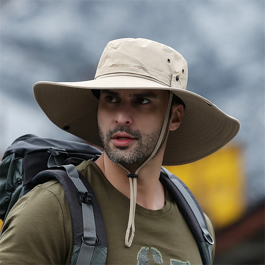 Anti-UV Cap Wide Brim Outdoor Climbing Travel Hiking Summer Male Hat Fishing Cap 