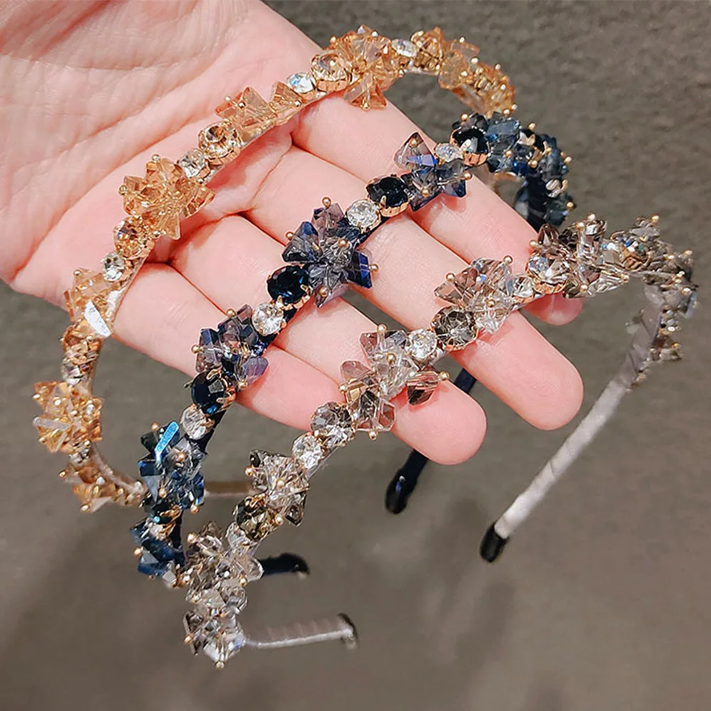 Luxury Crystal Hairband Rhinestone Retro Headbands French Elegant Hair Hoop Headband Thin Accessories |