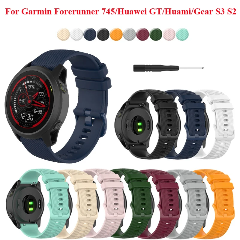 

Ремешок силиконовый для смарт-часов Garmin Forerunner 745, быстросъемный браслет для наручных часов Huawei /Samsung, 20 22 мм