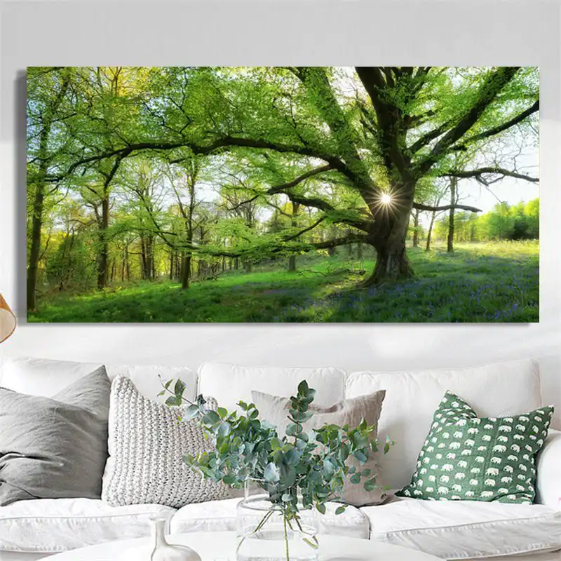 Posteres E Impresiones De Paisaje De Bosque Verde Cuadro Sobre Lienzo Para Pared Imagenes De Arboles Gigantes Para Sala De Estar Decoracion Del Hogar Sin Marco Aliexpress