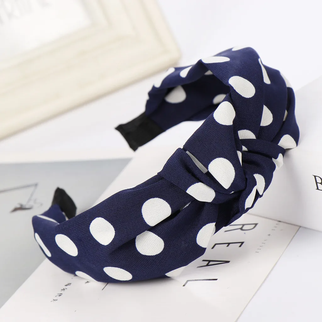 Women Bow Knot Dot Hairband Fashion Wide Side Hair Head Hoop Sweet Girls Hair Headband korean style women bandeau cheveux