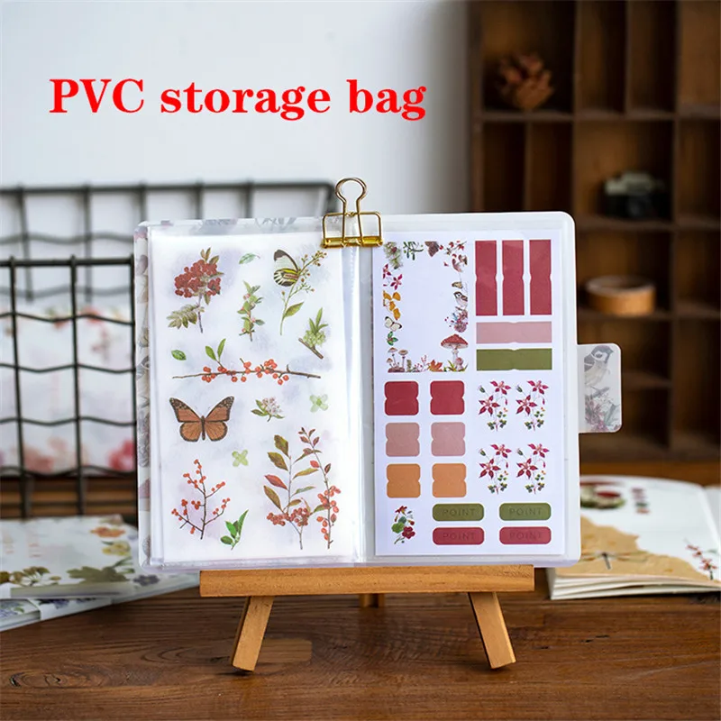 

Eastshape Stickers with Storage Book Set Garden Plants Pattern DIY Decorations Writable Reusable Durable PVC Storage Bag