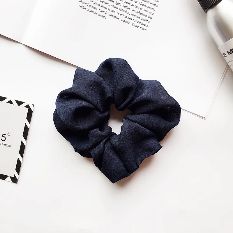 Deep Navy Blue Модные резинки для волос в горошек в клетку, растягивающаяся повязка на голову, винтажные резинки для волос для женщин и девочек, держатель для конского хвоста, полосатые аксессуары для волос - Цвет: Deep Navy Blue