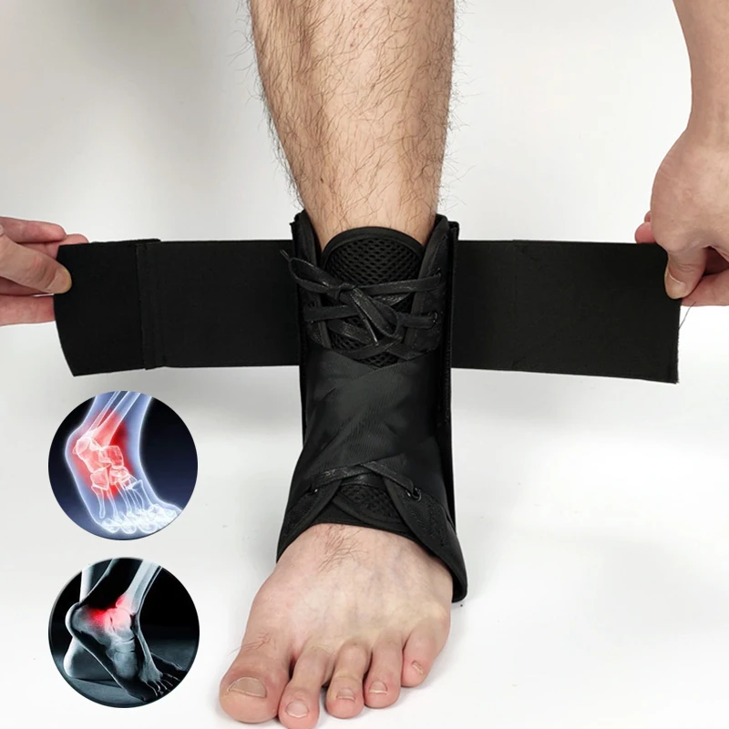 

Sports Ankle Brace Lace Up Adjustable Support Foot Protector Bandage For Fitness Running Basketball Injury Recovery Ankle Wrap
