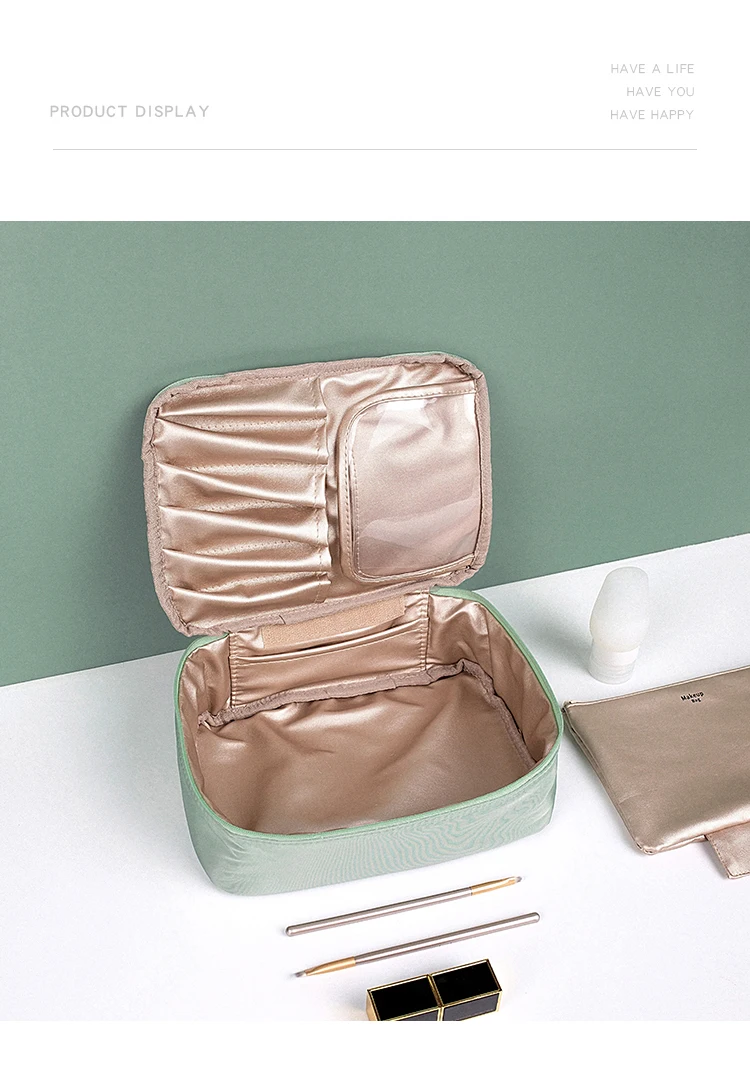 Large Capacity Zipper Cosmetic Bags Women's Makeup Case Lipstick Toiletry Tote Suitcase Makeup Bag Brush Organizer for Woman Tra