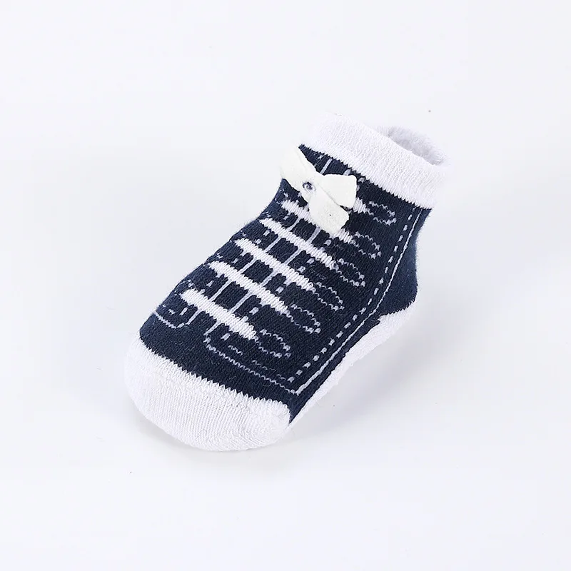 dark blue Милые носки для малышей с рисунком вишни хлопковые теплые носки для новорожденных носки для малышей на весну-осень детские вещи для новорожденных От 0 до 1 года - Цвет: dark blue