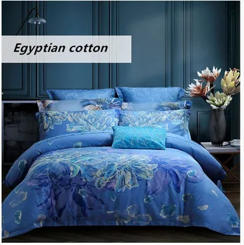 

Brand hometextile blue Egyptian cotton bedding set king duvet cover and pillow cases