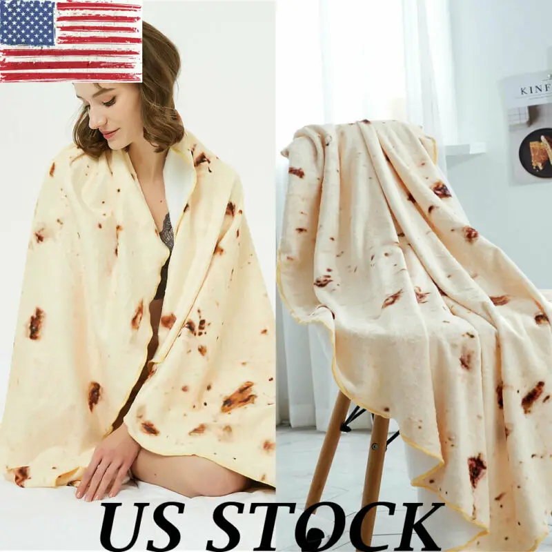 

High Quality Super Soft Round Burrito Blanket Throw Tortilla Texture Fleece Throw Blanket