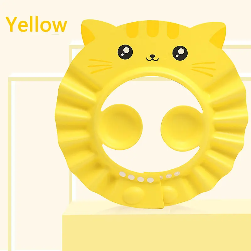 Yellow Cat with ear Herbabe детская шапочка для душа, регулируемая Детская кепка для шампуня, Мягкая Детская кепка для купания из ЭВА, козырек для защиты глаз, защита для мытья ушей, защита для волос - Цвет: Yellow Cat with ear