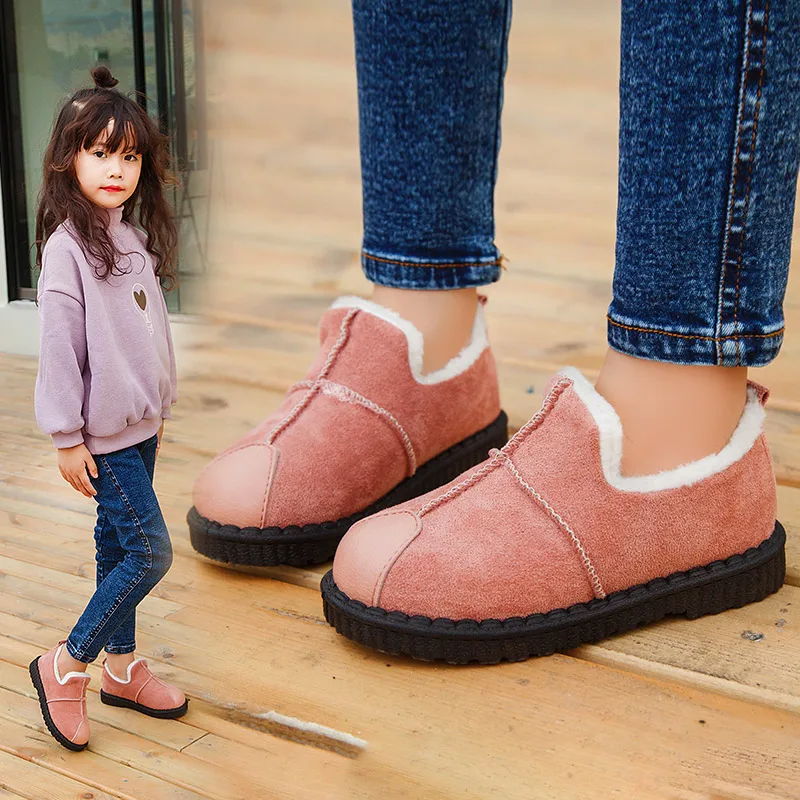 Обувь для больших девочек; зимняя Утепленная обувь; Теплая Повседневная обувь; Детские кроссовки; удобная обувь на плоской нескользящей подошве; SP062 - Цвет: SP062Pink