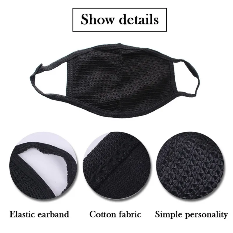

Cotton Black Mouth Mask Anti Dust Mask Activated Carbon Filter Windproof Mouth-muffle Bacteria Proof Flu Face Masks Care
