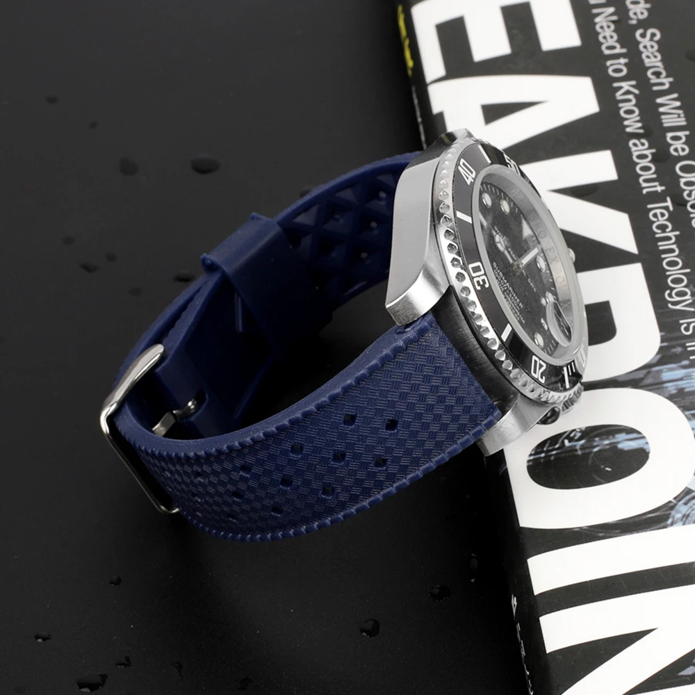 Tropical Fluorine Rubber Watch Band 20mm 22mm Waterproof Porous Breathable Diving Sport Men Women Watch Strap Replacment Tropical Fluorine Rubber Watch Band 20mm 22mm Waterproof Porous Breathable Diving Sport Men Women Watch Strap Replacment