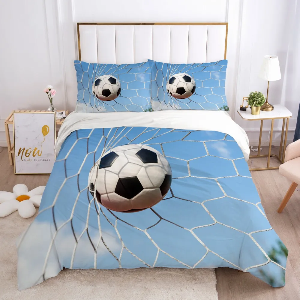 3D Bedding Sets Blue Football Duvet Quilt Cover Set Comforter Bed Linens Pillowcase King Queen Full Double Custom Home Texitle | Дом и сад