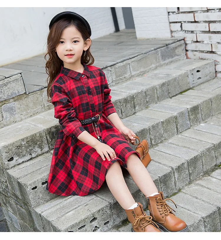 Vestidos casuales para niñas adolescentes, ropa a cuadros con letras a la moda para niños, ropa de manga larga, vestido para niños de primavera y otoño para niñas de 3 a 13 años (15)
