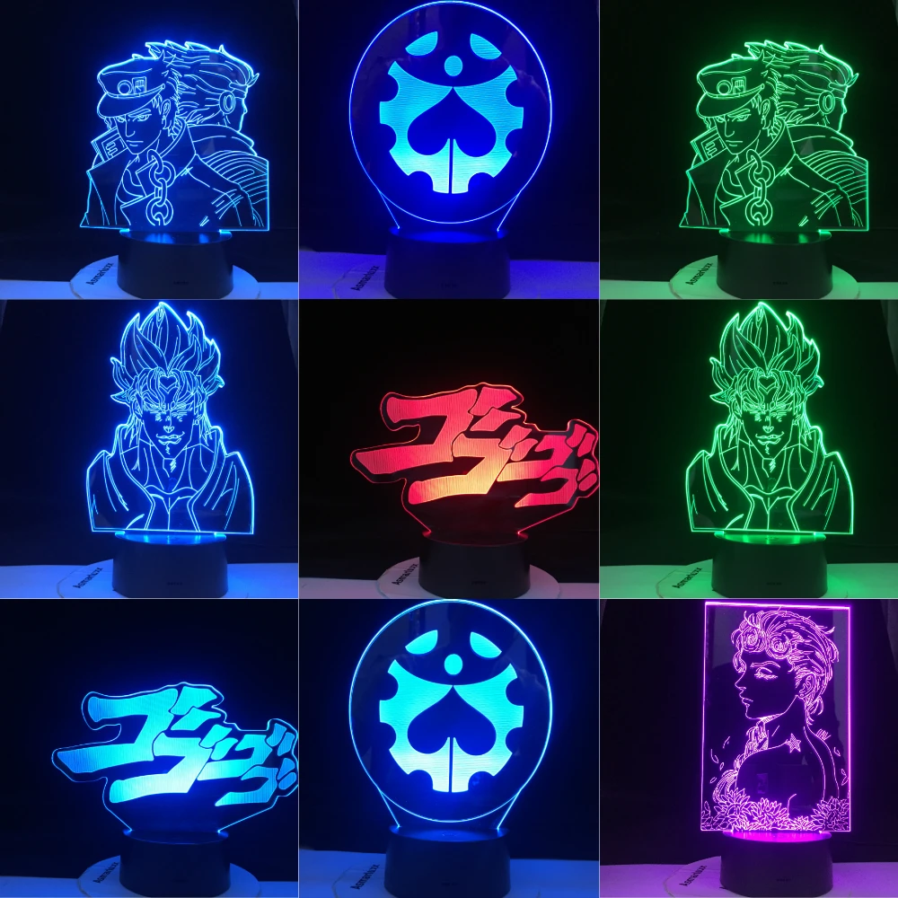 Jojo's Bizarre Adventure Logo Nightlight For Room Decor 3d Lamp Anime