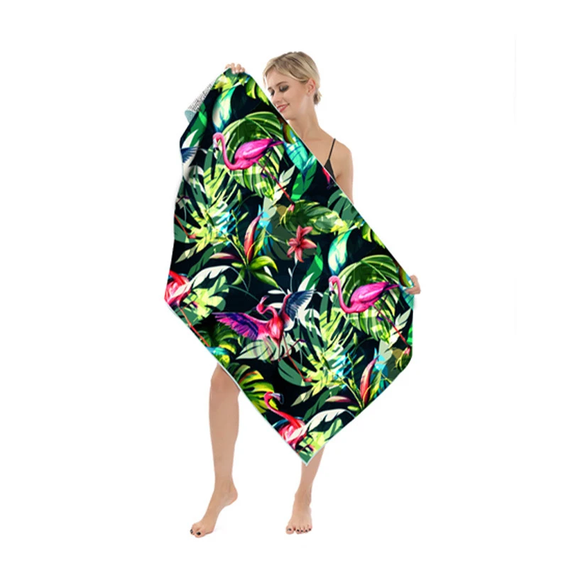 2076 Beach Travel Towels Quick Dry Absorbent Lightweight Sand Free Beach Blanket with Zipper Bag for Sunbathing Camping Sports - Цвет: 2076