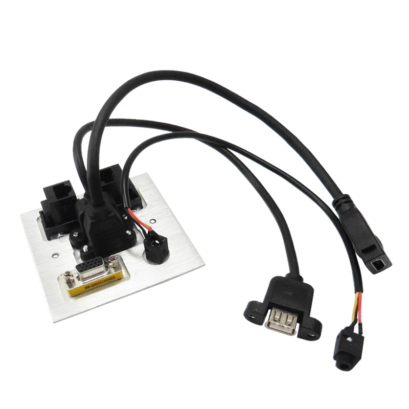 Настенная розетка из алюминиевого сплава HDMI VGA USB аудио два сетевых порта