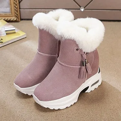 Pink Женская зимняя обувь; Модная хлопковая обувь; теплая Женская Повседневная обувь; высокие женские кроссовки; зимние женские кроссовки; tenis feminino; кроссовки - Цвет: Pink