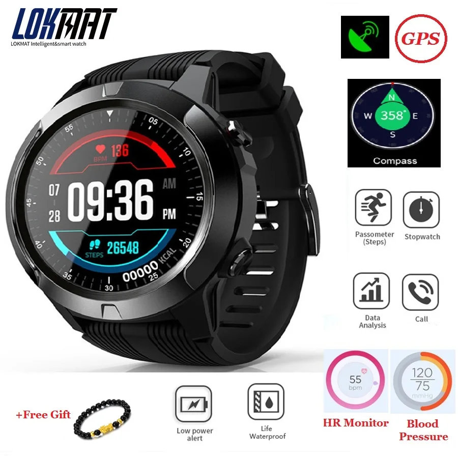 LOKMAT TK04 gps Смарт часы кровяное давление монитор сердечного ритма водонепроницаемые спортивные умные часы функция вызова для Android iOS