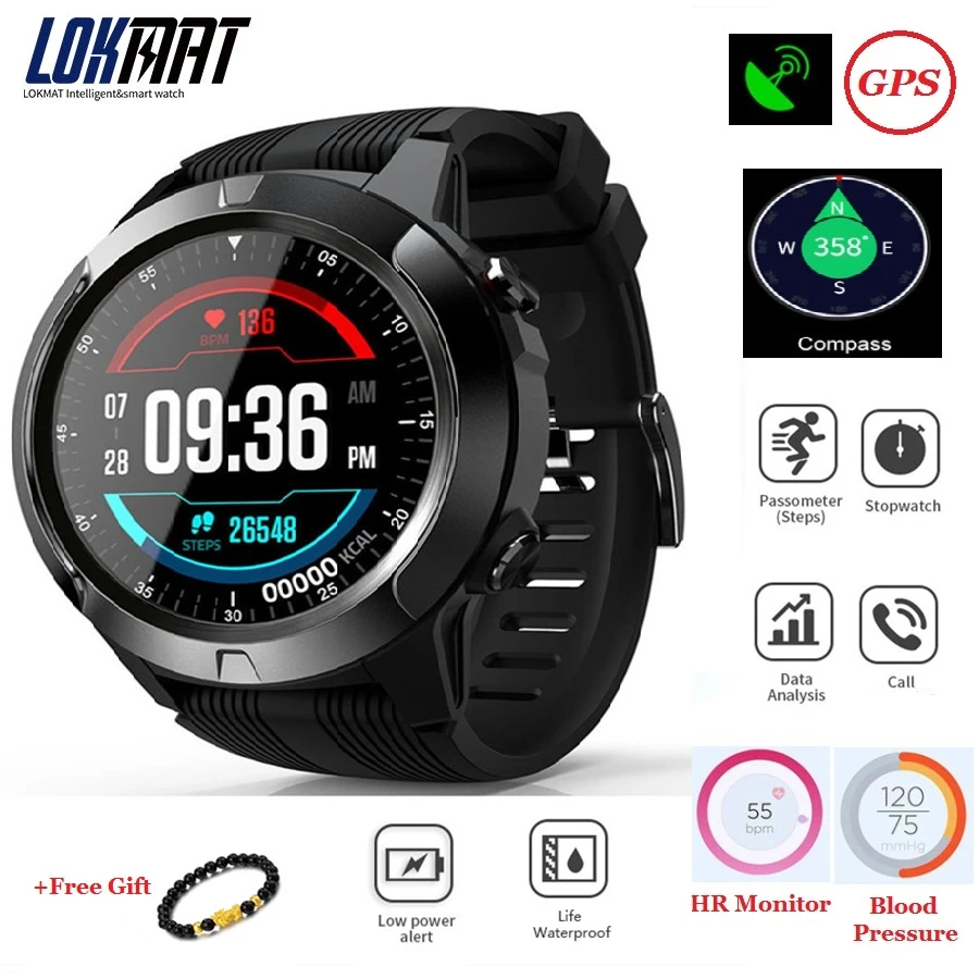 Nieuwe Lokmat TK04 Gps Smart Horloge Bloeddruk Hartslagmeter Waterdichte  Sport Smartwatch Call Functie Voor Android Ios - AliExpress Consumer  Electronics