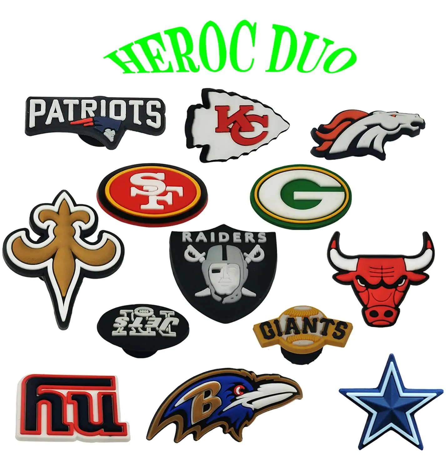 

N-F-L Shoes Charms for Croks D-allas Cowboys PVC Shoe Buckles Accessories Fit Bands Bracelets Croc JIBZ,Kids Party X-mas Gifts