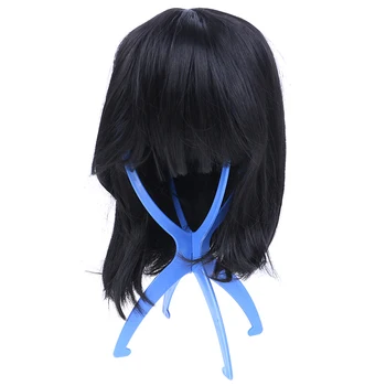 

High Quality 1pcs Blue Wig Durable Portable Folding Mannequin Head Cap Hair Holder Stable Display Tool