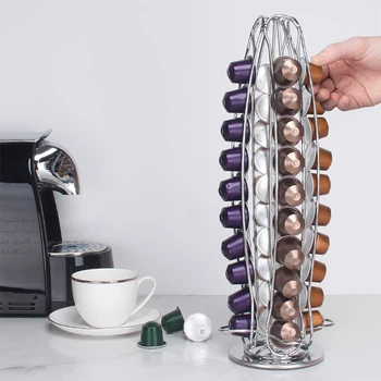 

Fashion Metal Coffee Pods Holder Tower Chrome Plating Stand Coffee Capsule Storage Rack for Dolce Gusto Capsule 40pcs