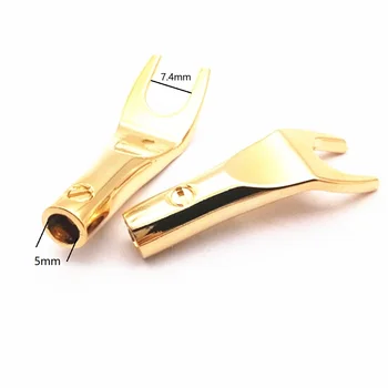 

10pcs U-style Spade Banana Plug Golden Plated Tuning Fork Banana Plug Solderless Speaker Cable Power Terminals Connectors