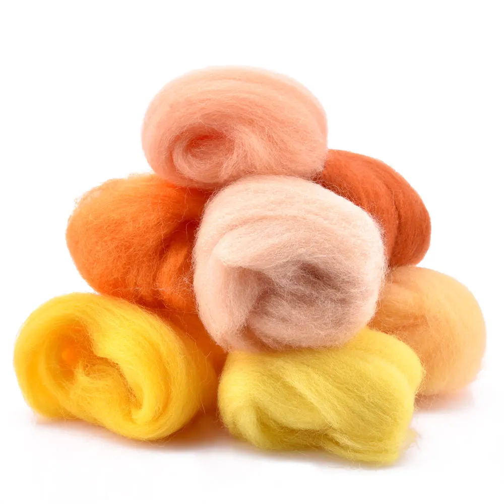 MIUSIE 50g/bag Merino Wool Tops Roving Dyed Spinning Felting Fibre For Needle Felting Wet DIY Fun Doll Needlework Raw Wool Felt