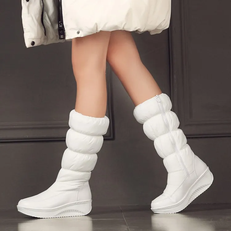 

New Style Snow Boots Fully Launched Long Velvet Thick Slanted Heel Rocking Bottom Winter Boots WOMEN'S Shoes