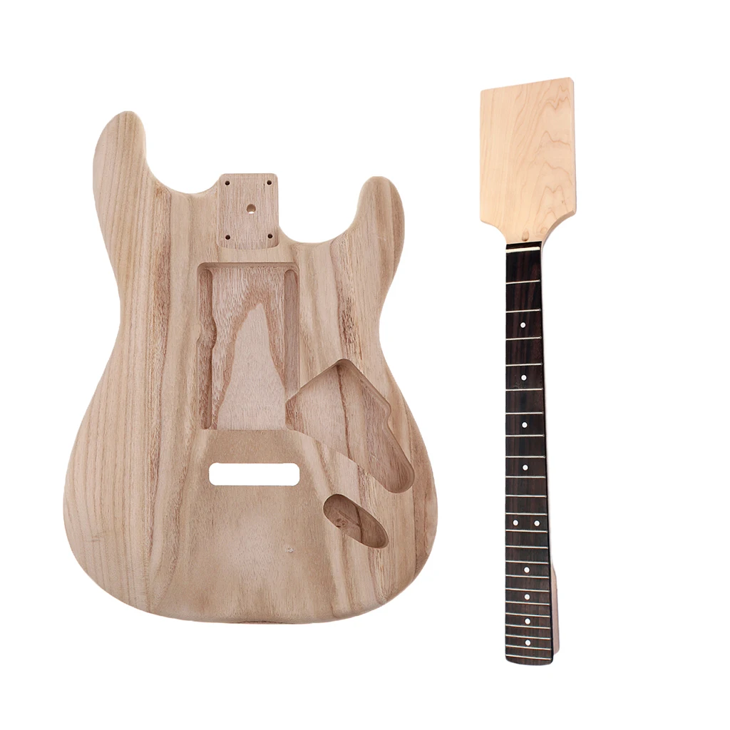 

Handcraft Unfinished Guitar Barrel Material Rosewood Body Paddle Design Maple Neck 22 Frets Set for ST Electric Guitar