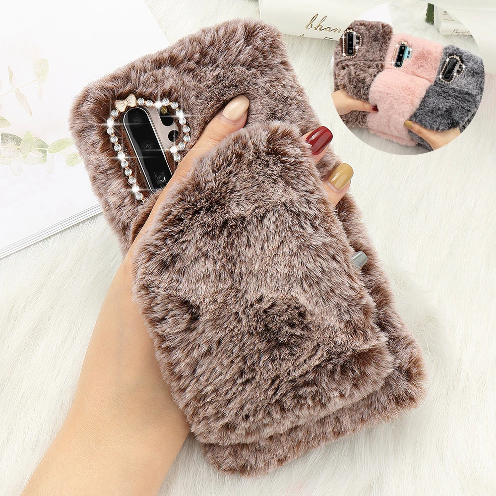 

Fashion Glove Fur Plush Diamond Phone Case for Samsung Galaxy A6 A7 A8 Warm Soft Furry Bling Cover for Galaxy Samsung J4 J6 Plus