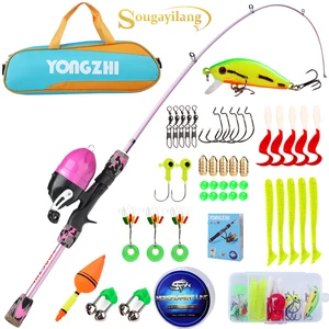 Sougayilang 1,5 м детская рыболовная удочка Комбо Телескопическая Портативный спиннинг рыболовная удочка и Катушка комбо для мальчиков, девочек и взрослых - изображение
