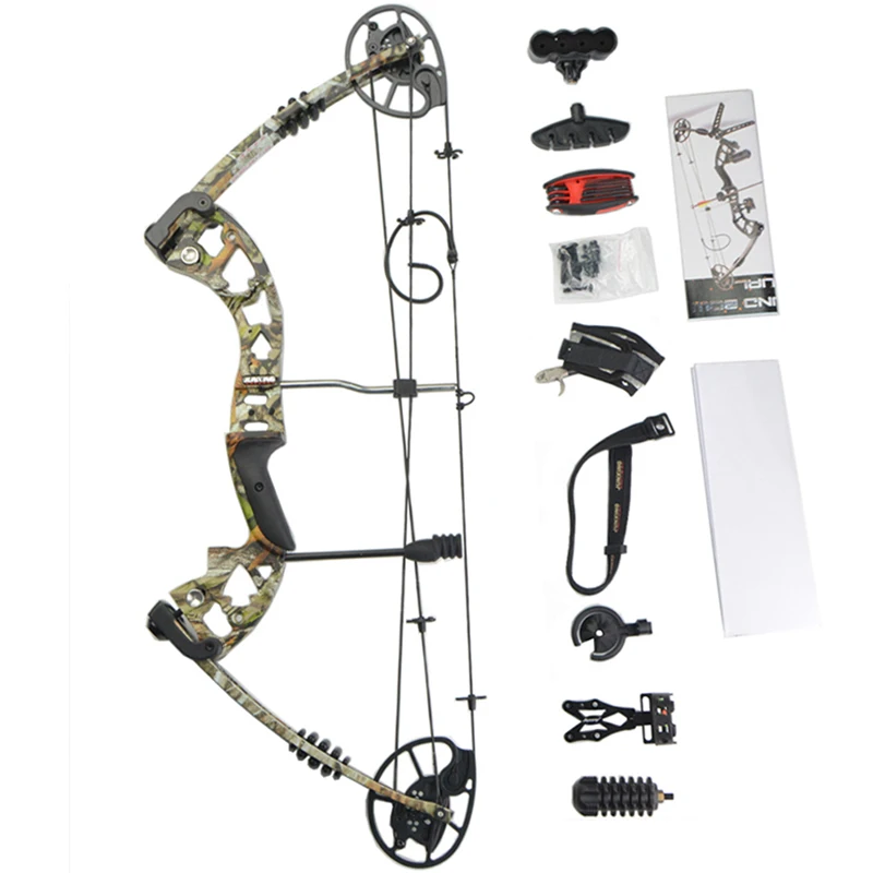 1Set Archery Compound Bow Camo Aluminum Alloy Hunting Compound Bow With 30-70lbs Adjustable Draw Weight for Powerful Shooting - Цвет: A set