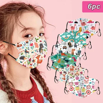 

6pc Kids Children Halloween Print Mouth Cover Protection Face Masks Reusable Fashion Mouth Masks For Face Kids Faceshield