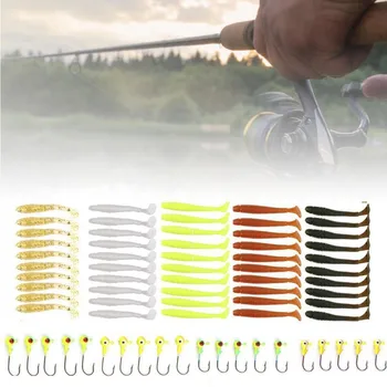 

120pcs Soft Fishing Lures Jigging Swimbait Silicone Grub Worm Bait 10 Colors Fishing Tackle Jigs Wobblers