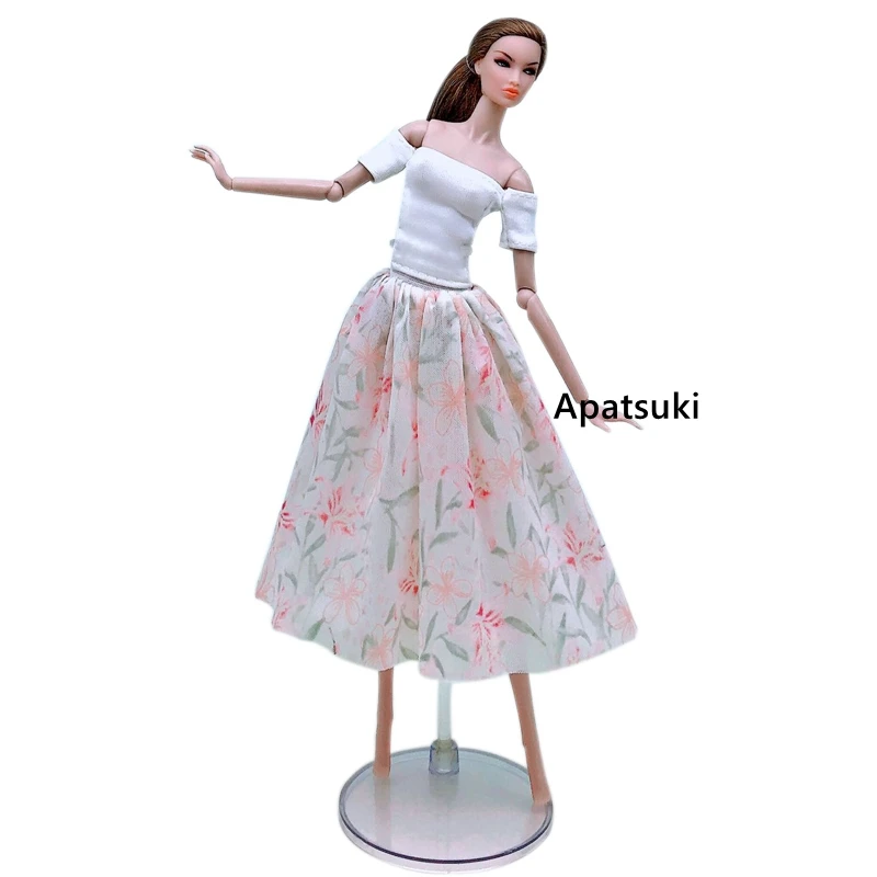 NEW WHITE & PINK  FLORAL dress  for Barbie doll 