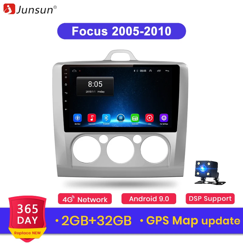 

Junsun 2G+32G Android 8.1 For Focus 2005-2010 Auto 2 din Car Radio Stereo Player Bluetooth GPS Navigation No 2din dvd solt